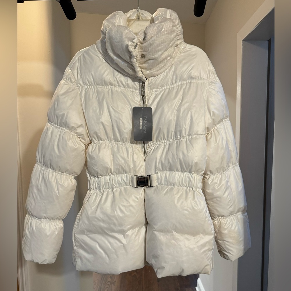 Zara white puffer jacket size  11-12 Y2K